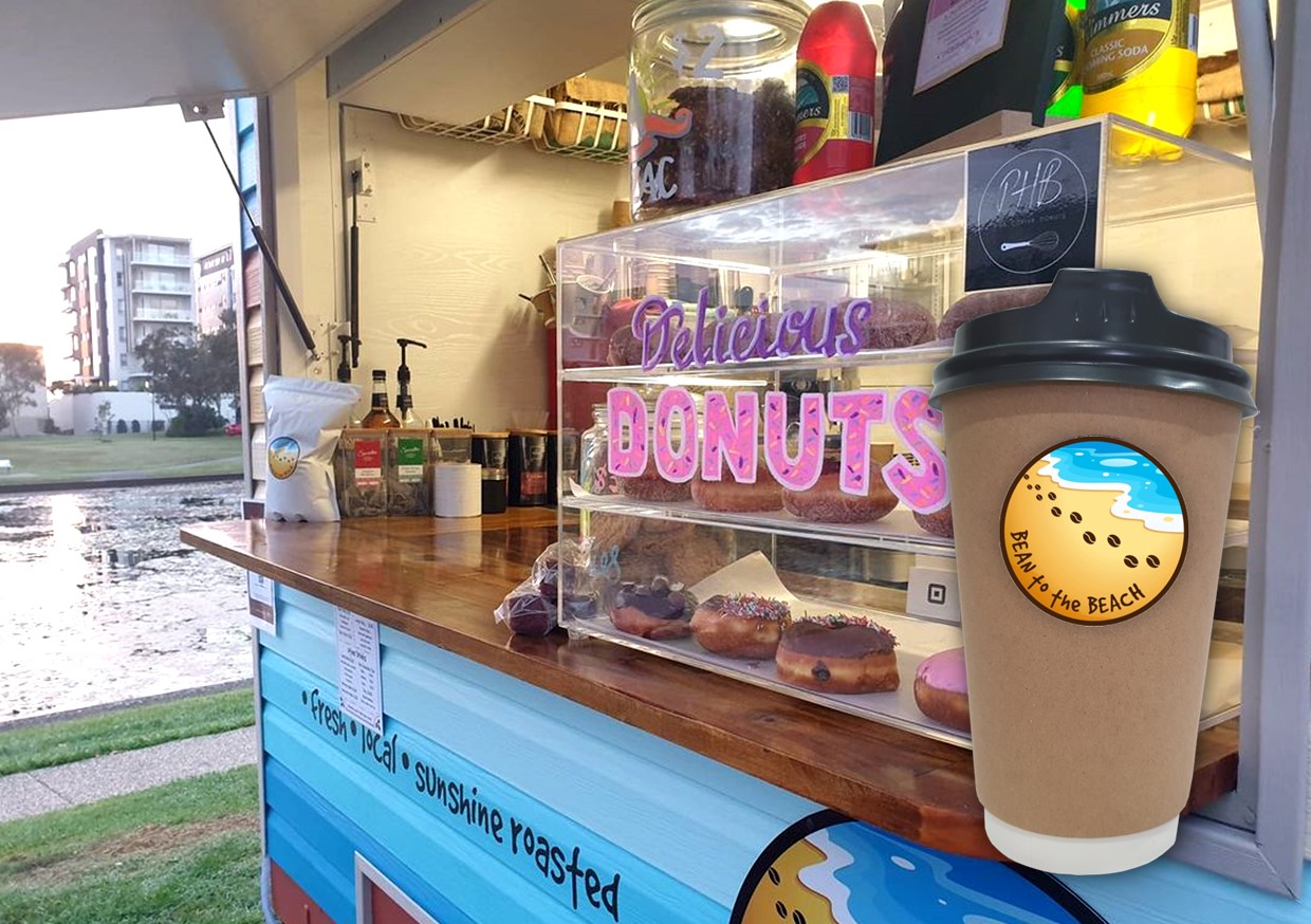 Coffee and Donuts at Bean to the Beach Food Van at Alexandra Headland on the Sunshine Coast