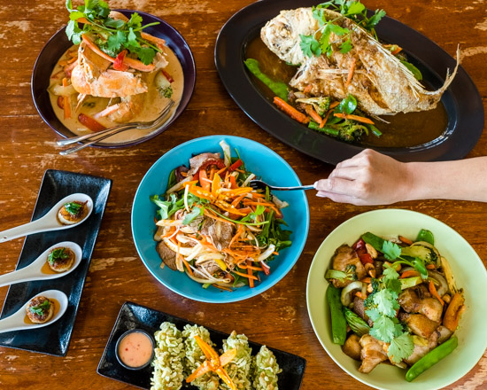 food dishes from Sang's Asian Cuisine at Alexandra Headland
