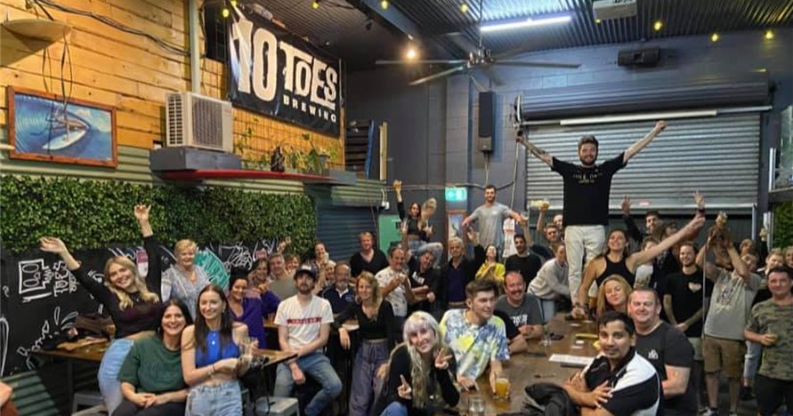 Customers at 10 Toes Brewery on the Sunshine Coast