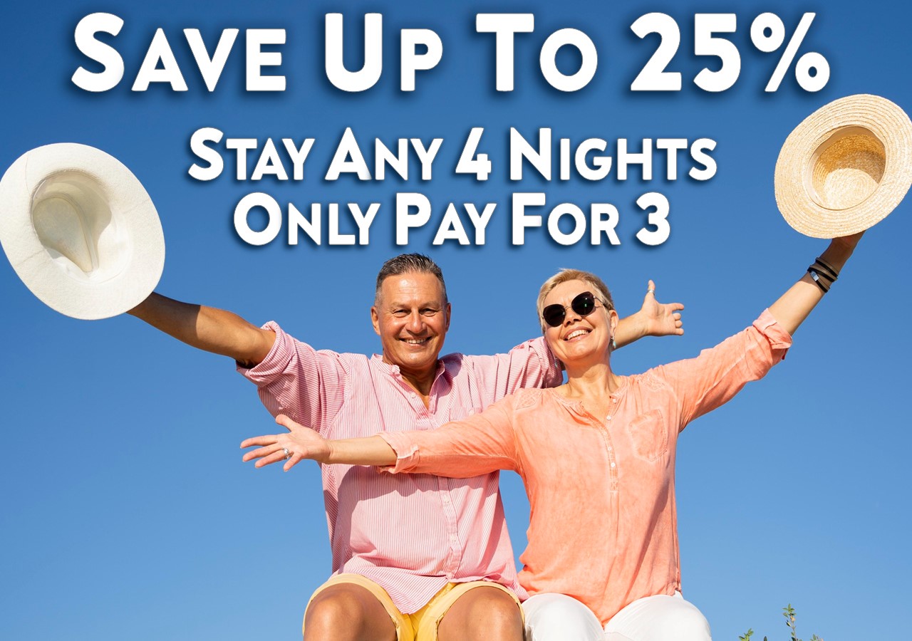 Save up to 25% when you stay any 4 nights but only pay for 3